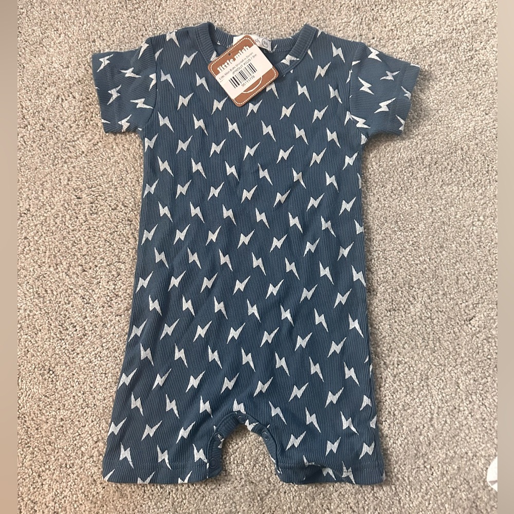 Little Mish shortall romper - bolt print - NWT